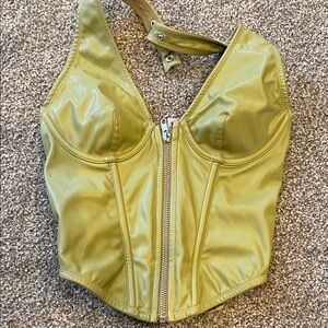 Urban Outfitters Olive Faux Leather Top